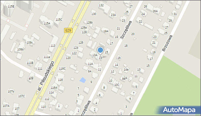 Marki, Szczęśliwa, 13, mapa Marki