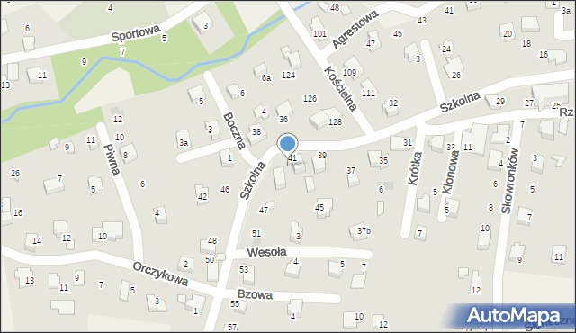 Meszna, Szkolna, 43, mapa Meszna