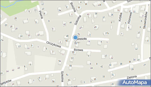 Meszna, Szkolna, 53, mapa Meszna