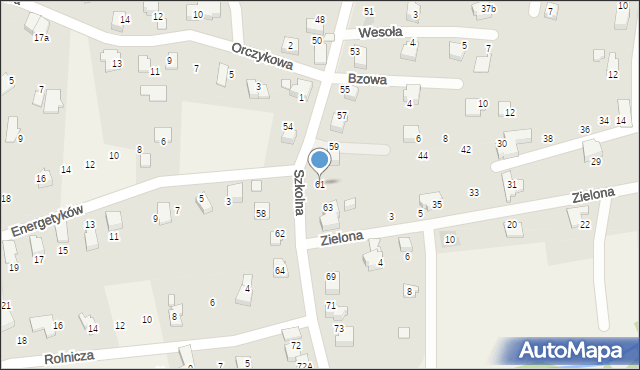 Meszna, Szkolna, 61, mapa Meszna