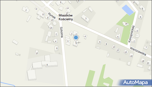 Miastków Kościelny, Szkolna, 5, mapa Miastków Kościelny