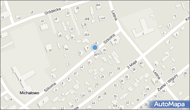 Michałowo, Szkolna, 16, mapa Michałowo