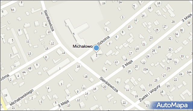 Michałowo, Szkolna, 2, mapa Michałowo