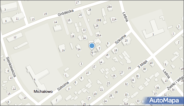 Michałowo, Szkolna, 5, mapa Michałowo