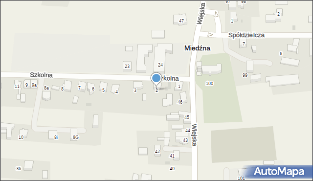 Miedźna, Szkolna, 2, mapa Miedźna