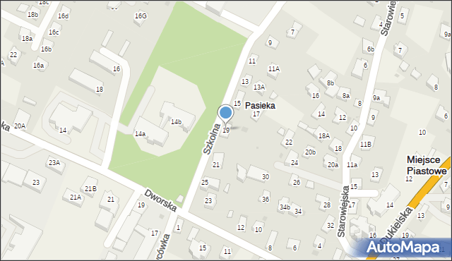 Miejsce Piastowe, Szkolna, 19, mapa Miejsce Piastowe