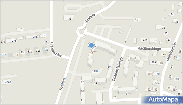 Mielec, Szafera Władysława, prof., 18, mapa Mielca