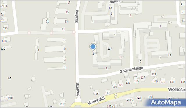 Mielec, Szafera Władysława, prof., 2, mapa Mielca