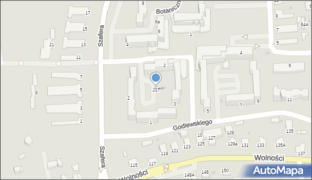 Mielec, Szafera Władysława, prof., 217, mapa Mielca