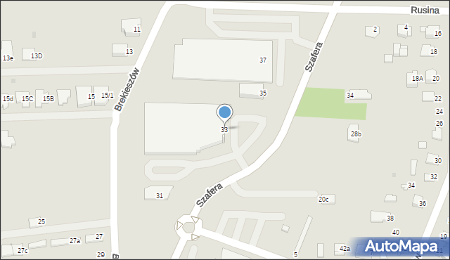 Mielec, Szafera Władysława, prof., 33, mapa Mielca