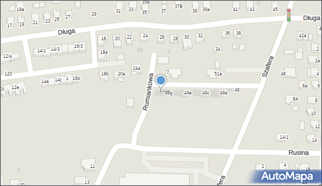 Mielec, Szafera Władysława, prof., 49h, mapa Mielca