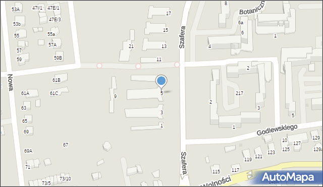 Mielec, Szafera Władysława, prof., 5, mapa Mielca