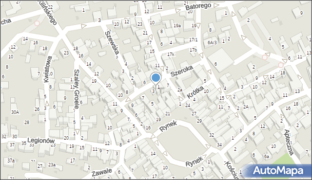 Mielec, Szeroka, 1a, mapa Mielca