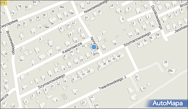 Mielec, Szymanowskiego, 19, mapa Mielca