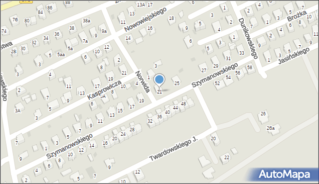 Mielec, Szymanowskiego, 21, mapa Mielca