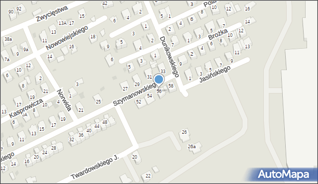 Mielec, Szymanowskiego, 56, mapa Mielca