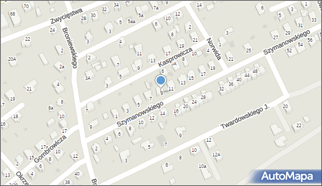 Mielec, Szymanowskiego, 9, mapa Mielca