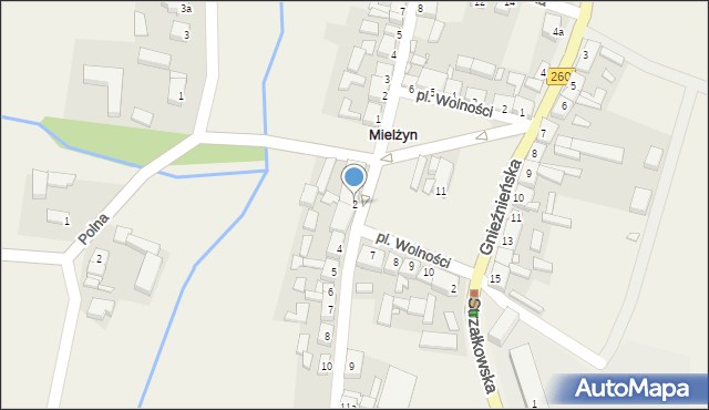 Mielżyn, Szkolna, 2, mapa Mielżyn