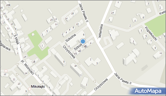Mikołajki, Szkolna, 4C, mapa Mikołajki