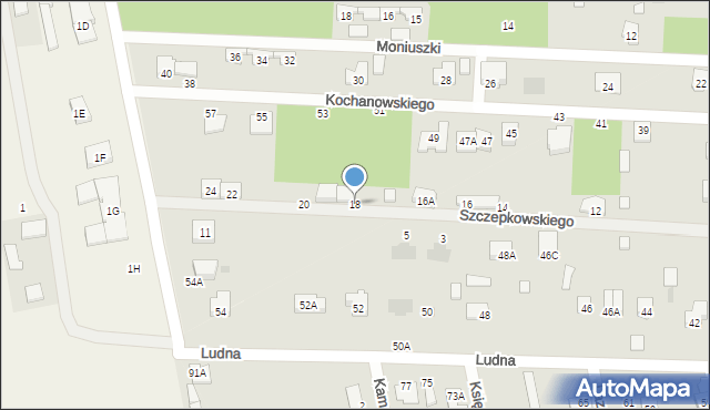 Milanówek, Szczepkowskiego Jana, 18, mapa Milanówek