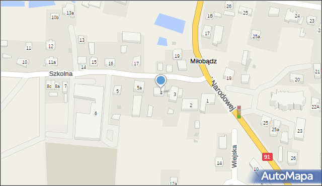 Miłobądz, Szkolna, 4, mapa Miłobądz