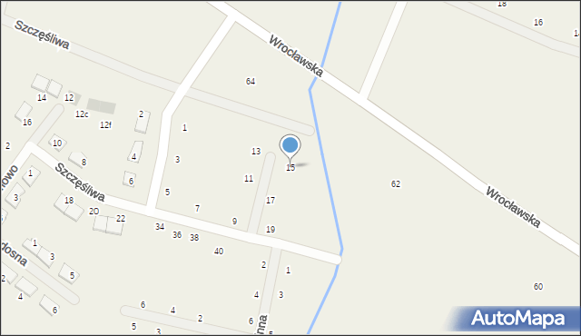 Miłoszyce, Szczęśliwa, 15, mapa Miłoszyce