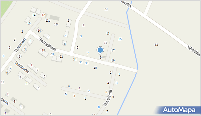 Miłoszyce, Szczęśliwa, 9, mapa Miłoszyce