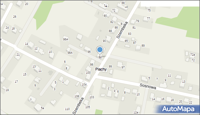 Młoszowa, Szembeka, 94, mapa Młoszowa