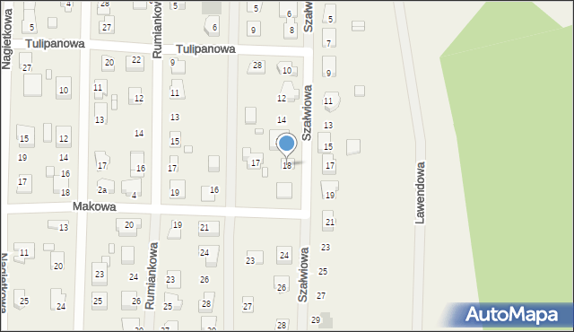 Modrzyca, Szałwiowa, 18, mapa Modrzyca