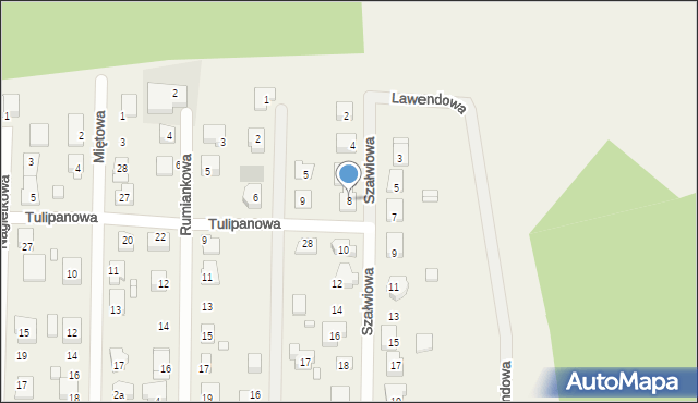 Modrzyca, Szałwiowa, 8, mapa Modrzyca