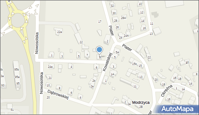 Modrzyca, Szkolna, 9, mapa Modrzyca