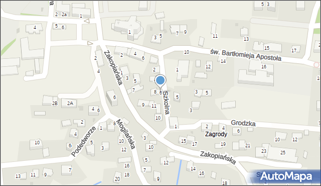 Mogilany, Szkolna, 6, mapa Mogilany