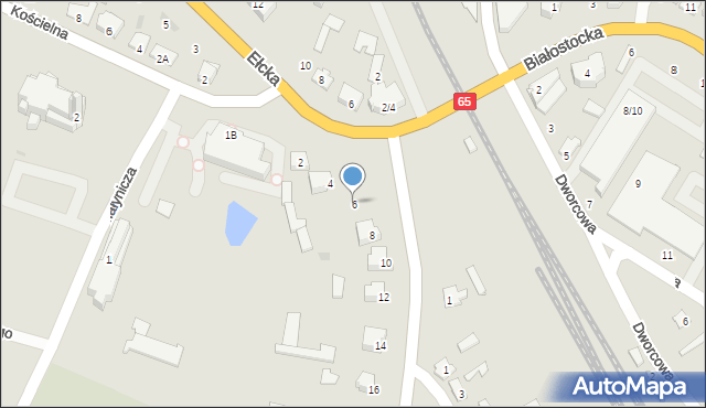 Mońki, Szkolna, 6, mapa Mońki