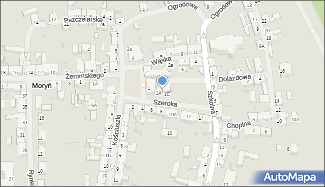 Moryń, Szeroka, 1B, mapa Moryń