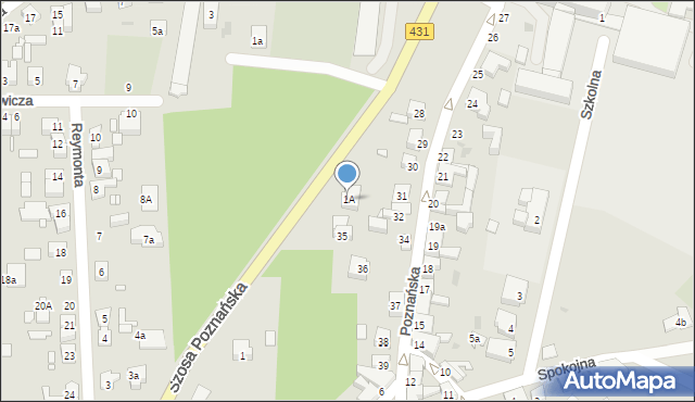 Mosina, Szosa Poznańska, 1A, mapa Mosina