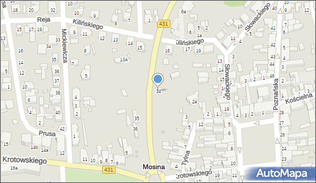 Mosina, Szosa Poznańska, 34, mapa Mosina