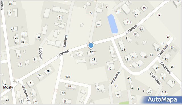Mosty, Szkolna, 2D, mapa Mosty