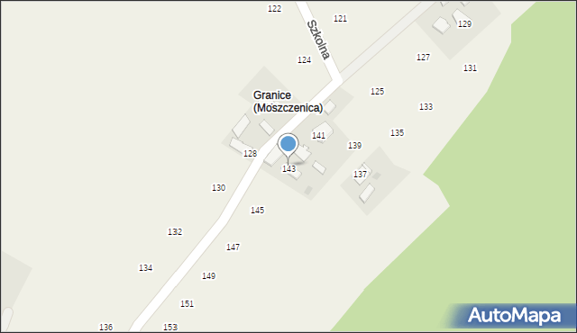 Moszczenica, Szkolna, 143, mapa Moszczenica