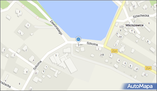 Mściszewice, Szkolna, 3, mapa Mściszewice