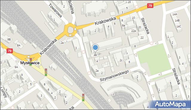 Mysłowice, Szymanowskiego Karola, 4a, mapa Mysłowice
