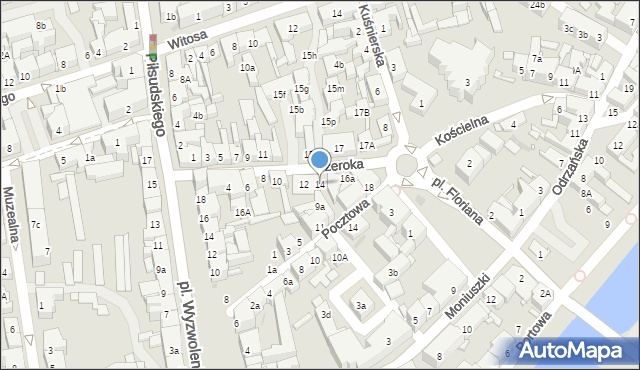 Nowa Sól, Szeroka, 14, mapa Nowa Sól