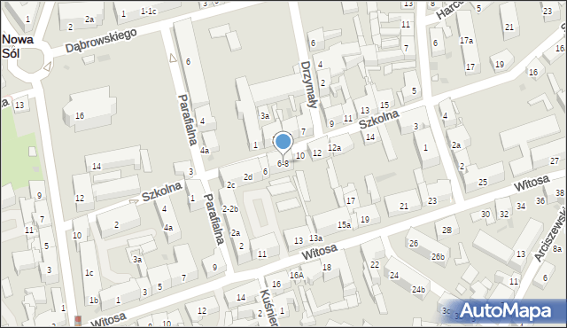 Nowa Sól, Szkolna, 6-8, mapa Nowa Sól