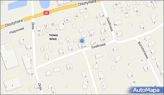 Nowa Wieś, Szafirowa, 11, mapa Nowa Wieś