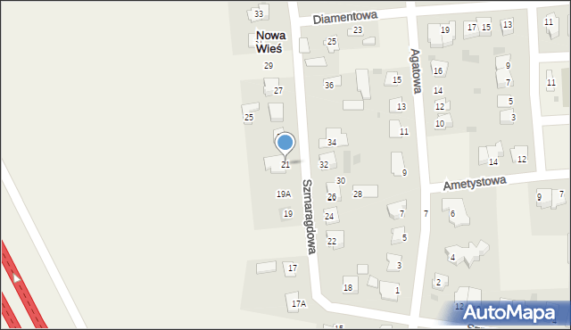 Nowa Wieś, Szmaragdowa, 21, mapa Nowa Wieś
