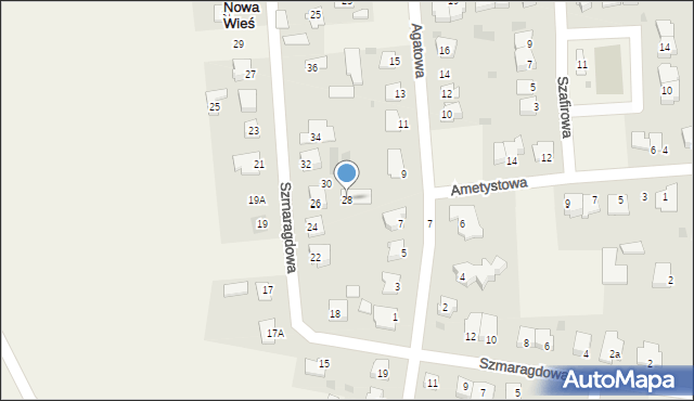 Nowa Wieś, Szmaragdowa, 28, mapa Nowa Wieś