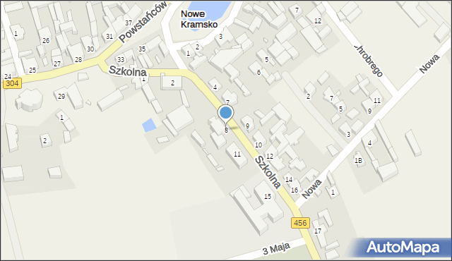 Nowe Kramsko, Szkolna, 8, mapa Nowe Kramsko