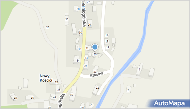 Nowy Kościół, Szkolna, 20, mapa Nowy Kościół