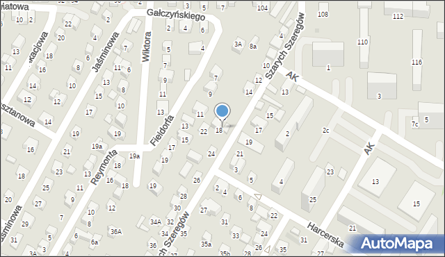 Nowy Sącz, Szarych Szeregów, 20A, mapa Nowego Sącza