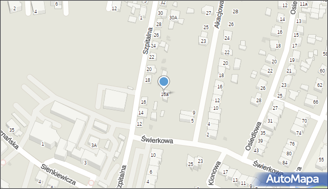 Nowy Tomyśl, Szpitalna, 16a, mapa Nowy Tomyśl