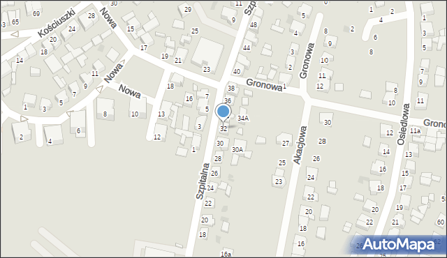 Nowy Tomyśl, Szpitalna, 32, mapa Nowy Tomyśl